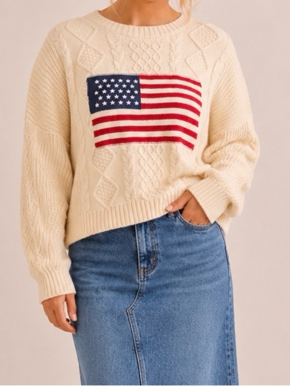 NEW Altar’d State AS Revival American USA Flag Sweater Size XL NWT - Picture 1 of 6